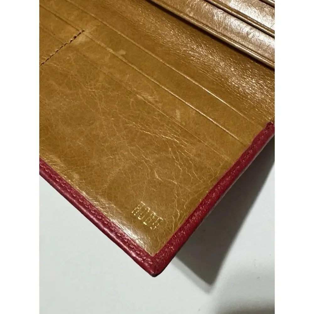 HOBO Red Leather Wallet Clutch Organizer Checkbook Zip Around Bifold